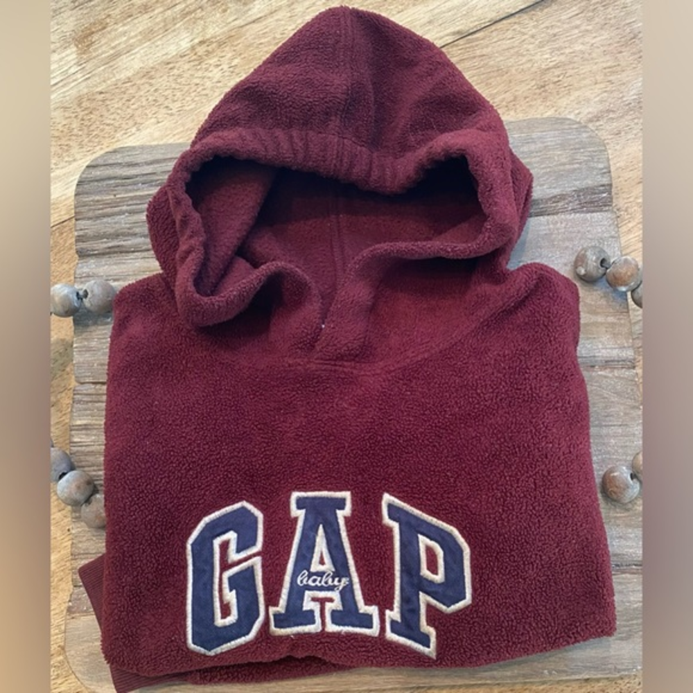 Vintage Baby Gap‎ 3xl 30-36 Month Maroon Graphic 100% Polyester Hoodie